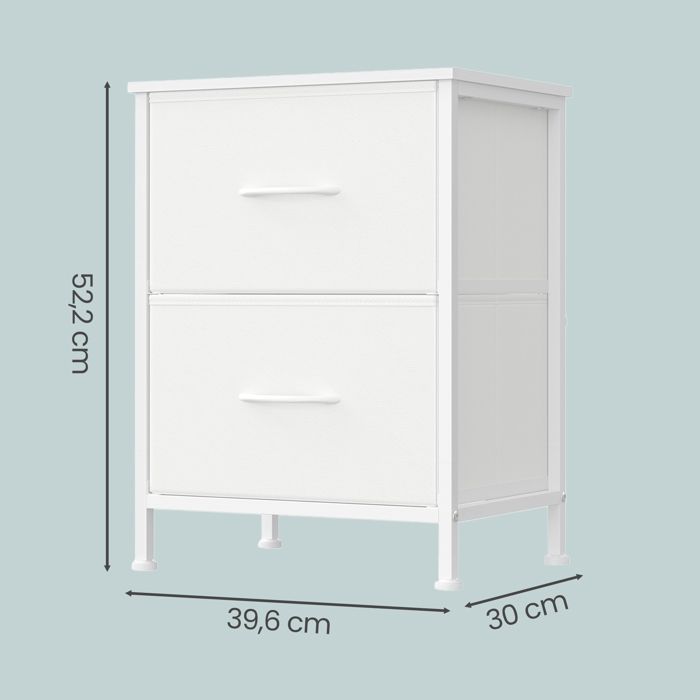 Mesa de cabeceira com 2 gavetas, conjunto de 2, para quarto, branca
