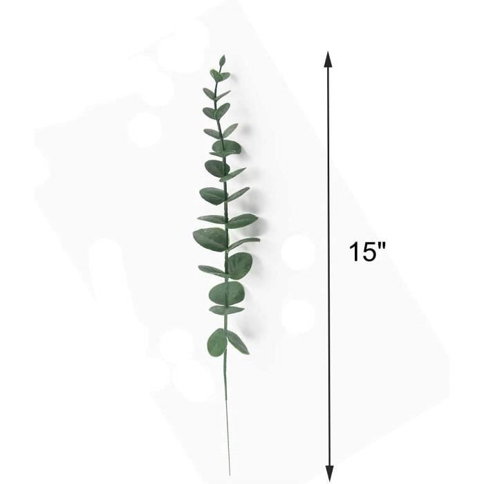 Juego de 10 hojas artificiales de eucalipto - Tallo realista - Para ramos de novia, decoración del hogar (verde grisáceo)