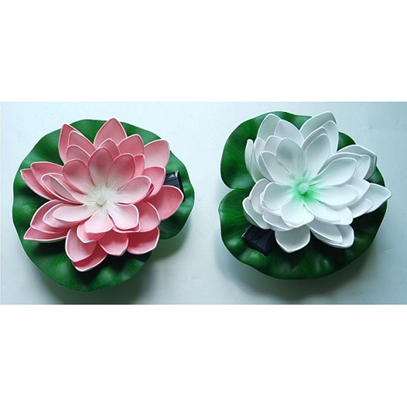 Hjem Lotus flydende blomst 17 cm solcelle hvid