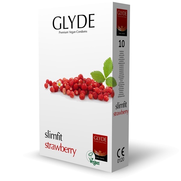 Glyde Ultra Slimfit Vegan Condooms met Aardbeiensmaak, 10 stuks | Gezondheid | Superdrug