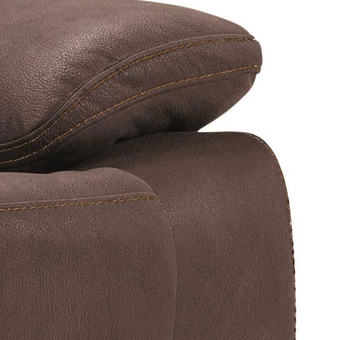 FABARES - Divano reclinabile elettrico a 3 posti, colore cioccolato