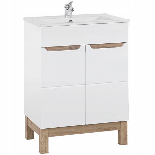 Szafka łazienkowa 60 cm BALI WHITE 820 z umywalką LAVA 60D