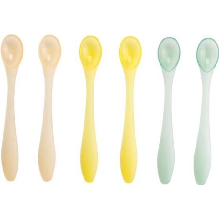 Cuillères bébé - FORMULA BABY - Lot de 6 - Pointe fine - Orange-Jaune-Vert