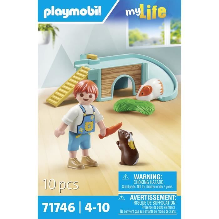PLAYMOBIL 71746 Kind met 2 cavia's en speelplek, Mijn leven, 10 onderdelen, Leeftijd 4+