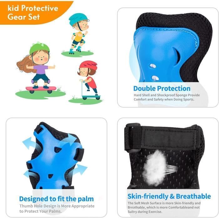 Conjunto de protección 3 en 1 para niños: protección para patinaje sobre ruedas, rodilleras, coderas y muñequeras (unisex).