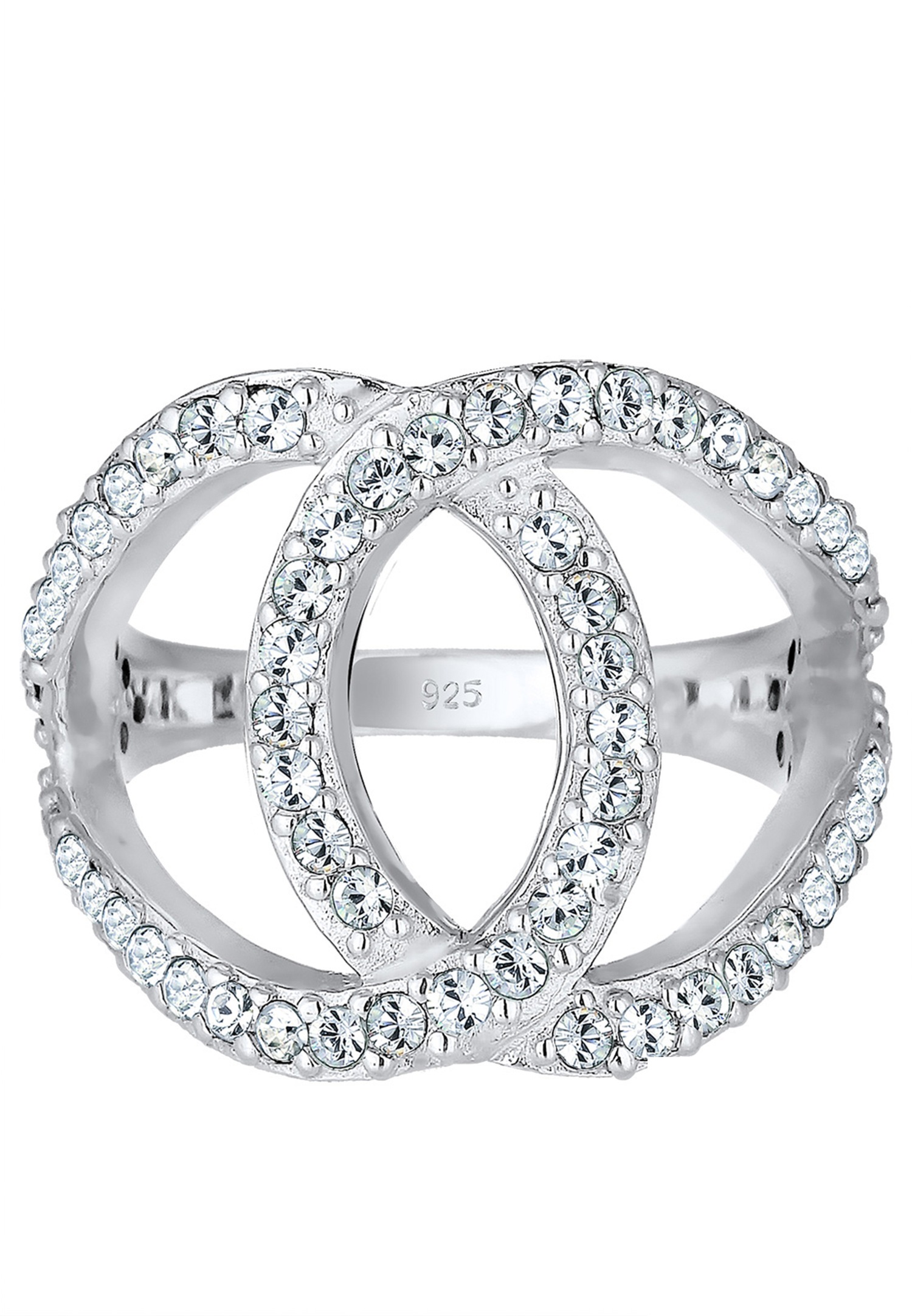 Elli Femmes Amour Nœud avec cristaux en argent sterling 925