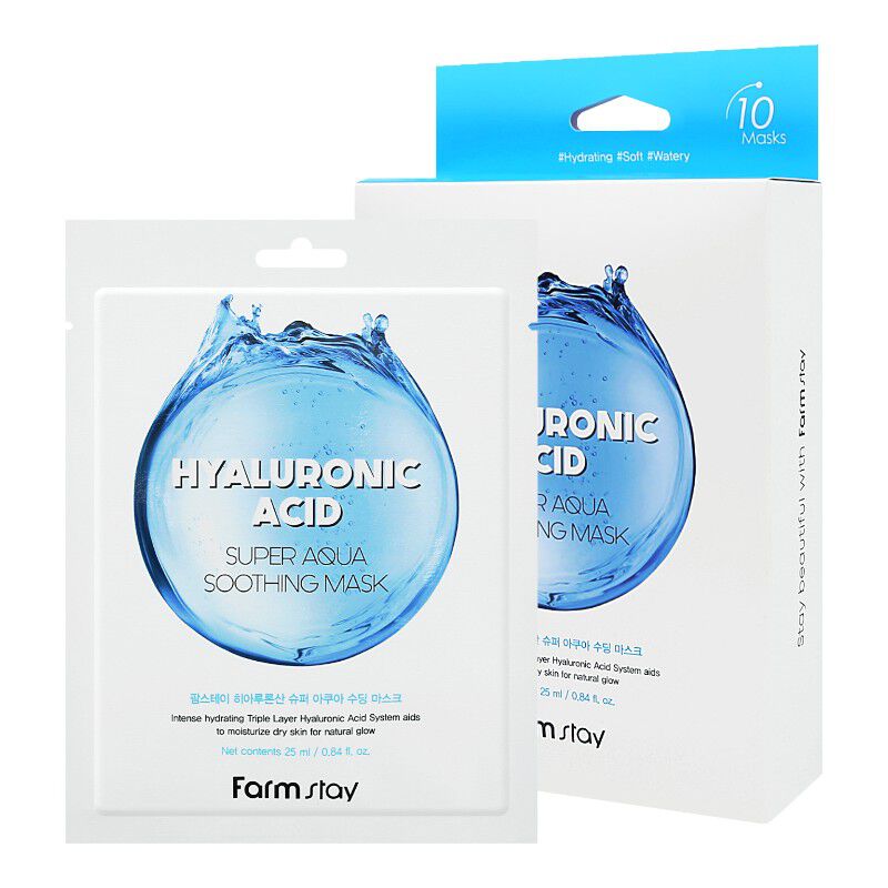 Mască calmantă Farmstay cu acid hialuronic Super Aqua