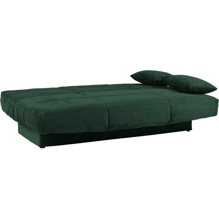 Banquette clic-clac - 3 places - Avec coussins - Tissu Vert -190 x 90 x 92 cm - CLEM