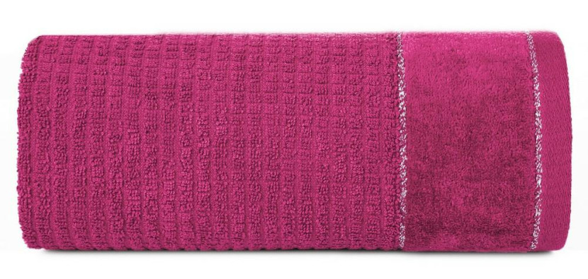 Ręcznik Glory 70x140 amarantowy z bordiurą i srebrną nicią 500g/m2 frotte
