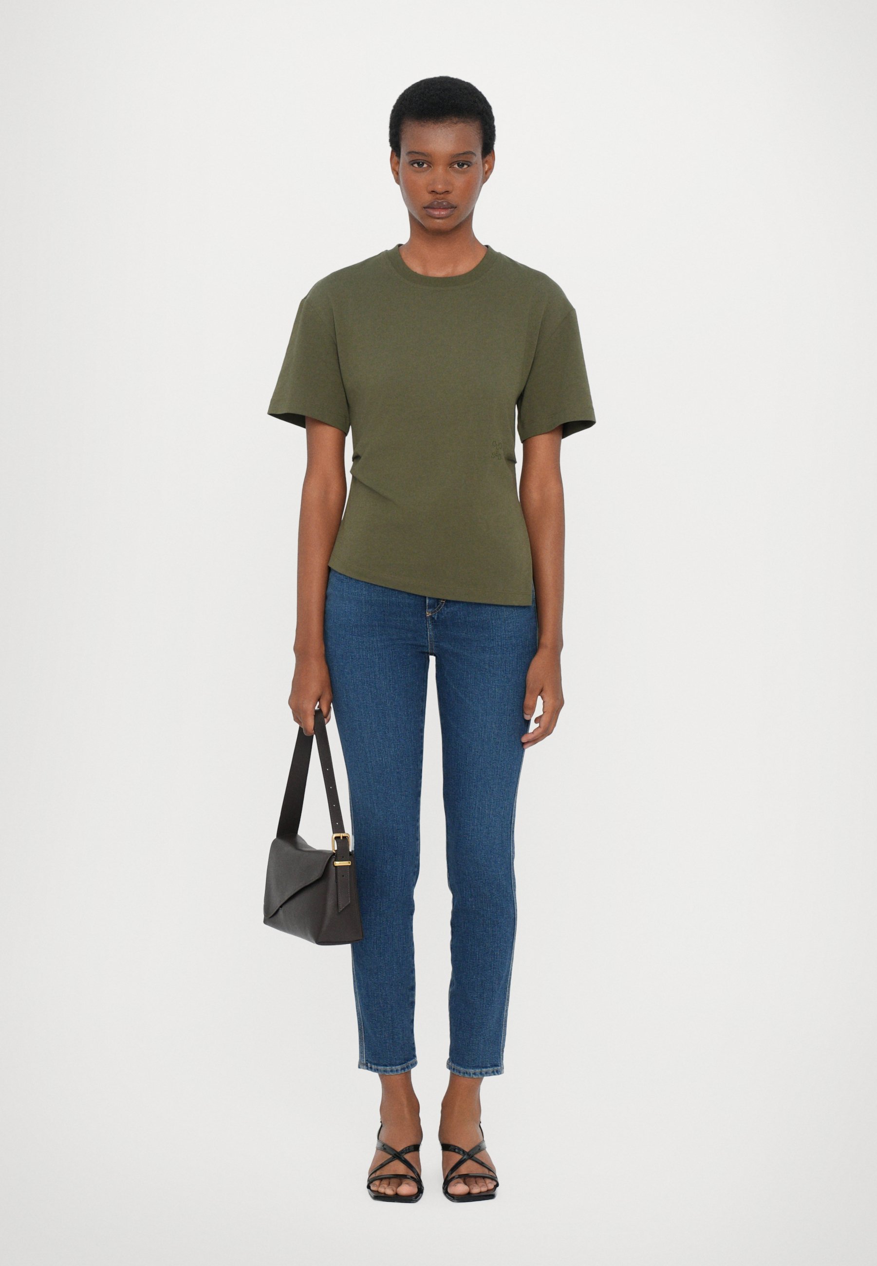 T-shirt basique à drapé fermé - vert forêt