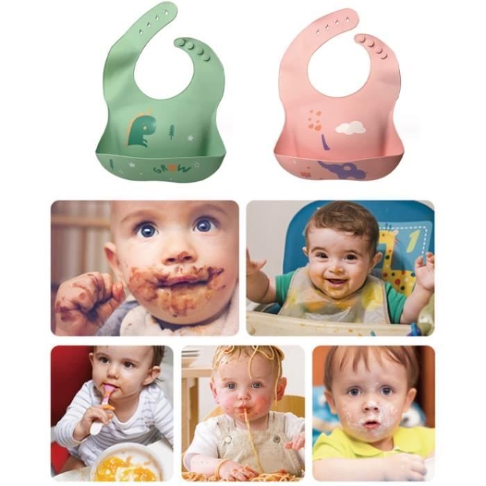 Baby Turban Bibs, 2 PCS Silicone Baby Bibs, with Drip Tray, Adjustable Neck Strap, BPA Free, Easy to Clean