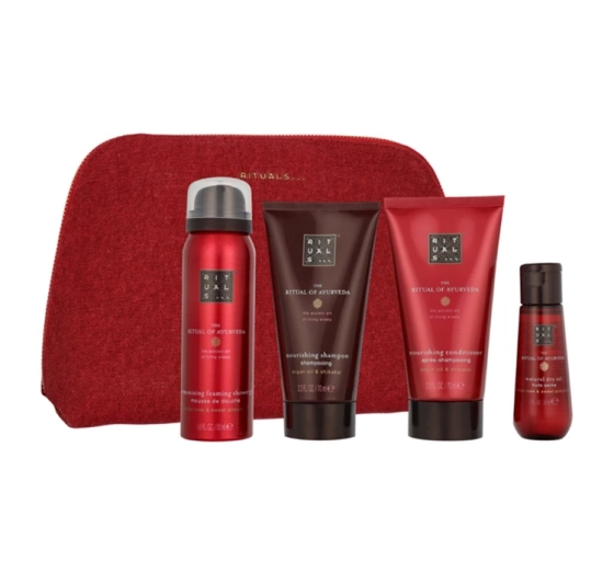 Rituals The Ritual Of Ayurveda zestaw mini kosmetyków pianka do mycia ciała   szampon   odżywka   olejek do włosów i ciała