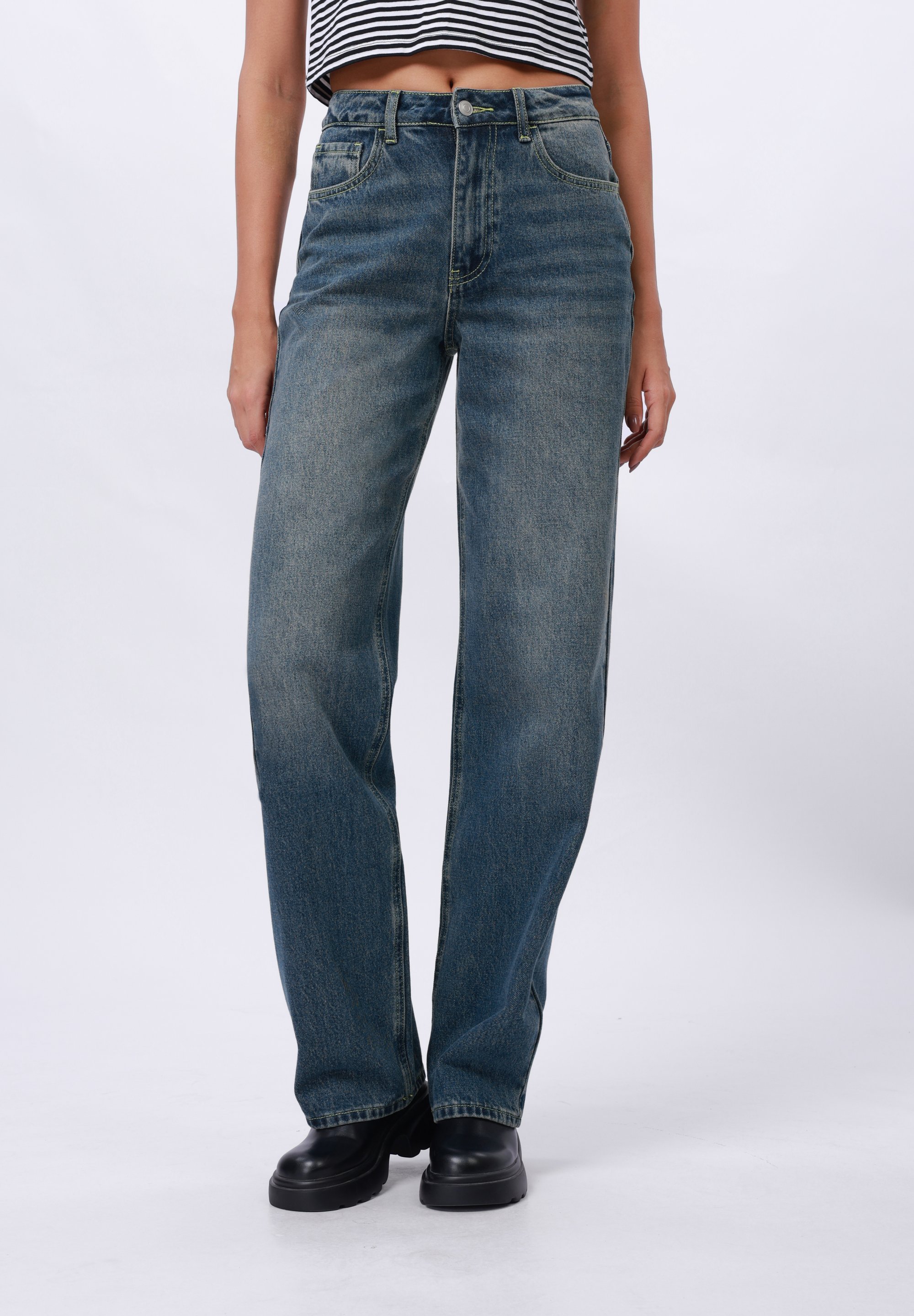 Even&Odd Tall Relaxed fit jeans - vuil denim