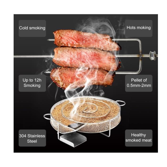 Cold smoke generator - Stainless steel - 20x20x5cm - 6 meat hooks - 3 brushes - Easy cold smoking