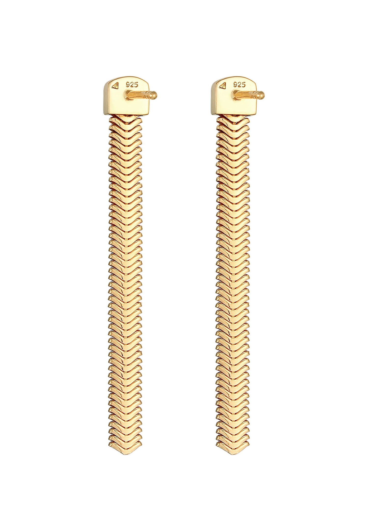 Elli PREMIUM Boucles d'oreilles dames chaîne à chevrons tendance en argent sterling 925