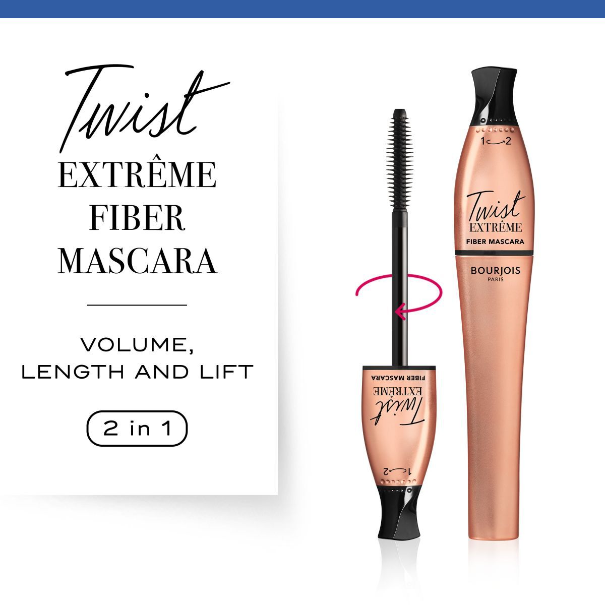 Twist Extrême Fiber Mascara, verlängernde Wimperntusche, Nr. 24 Schwarz,