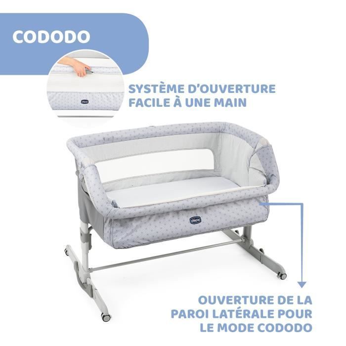 Next2Me Dream Silver Beistellbett – Chicco – Ab 0 Monaten – Höhenverstellbar – Inklusive Matratze