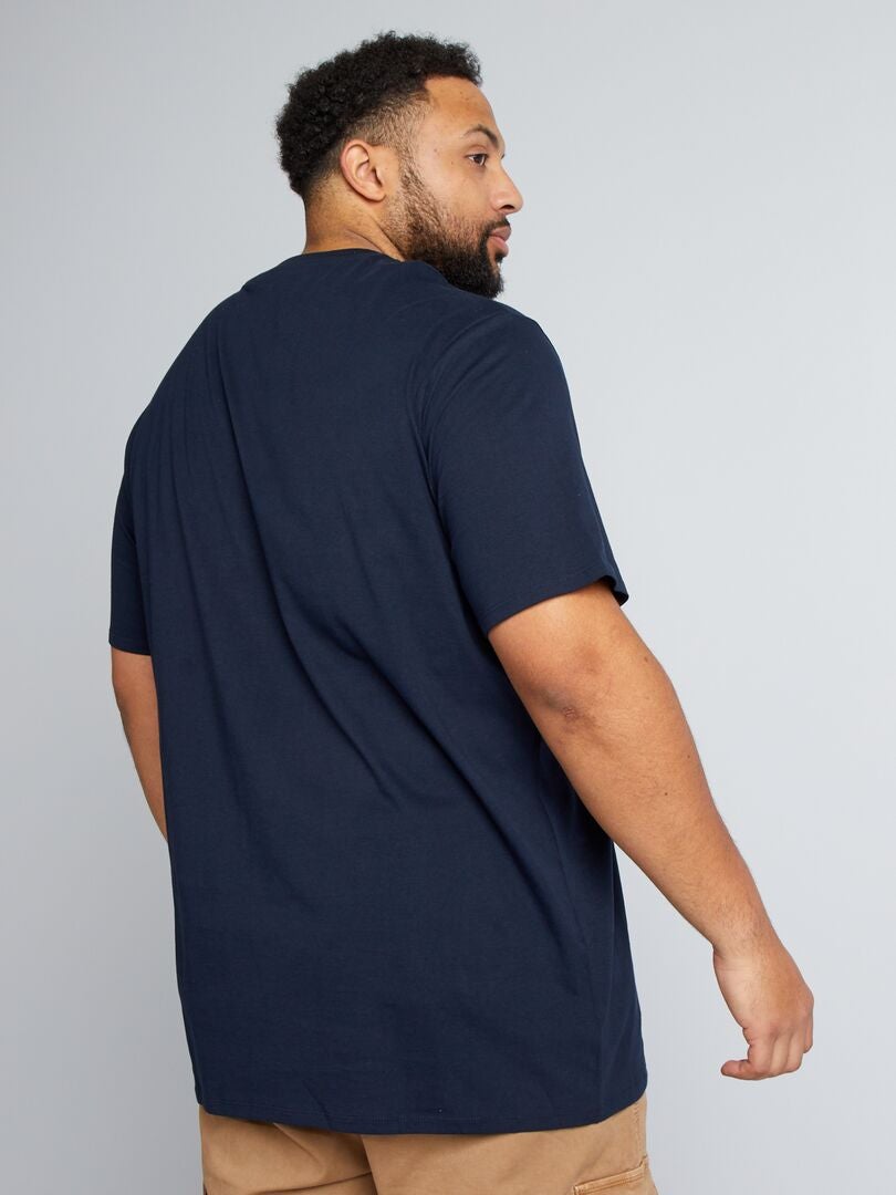 Jersey T-shirt met print op de voorkant - BLAUW