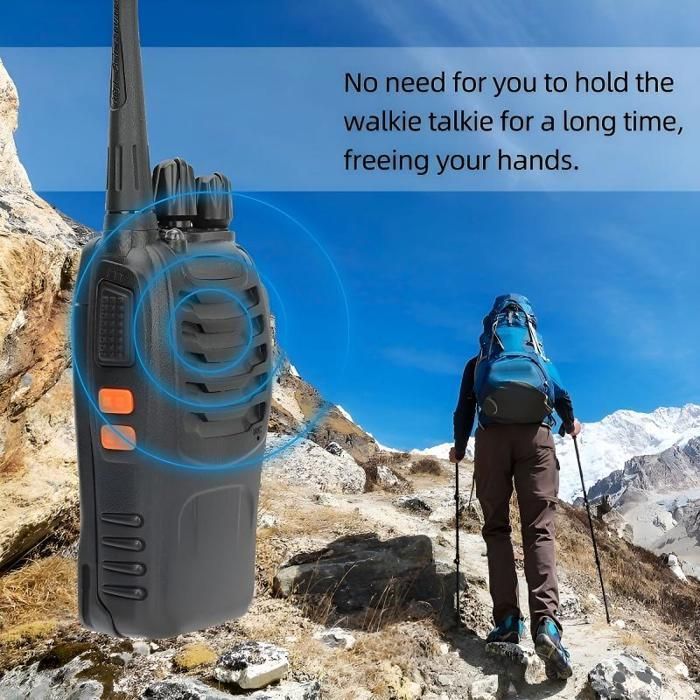 Walkie-talkies, 4 unidades, 16 canales, función de linterna, aptos para uso en exteriores, color negro.