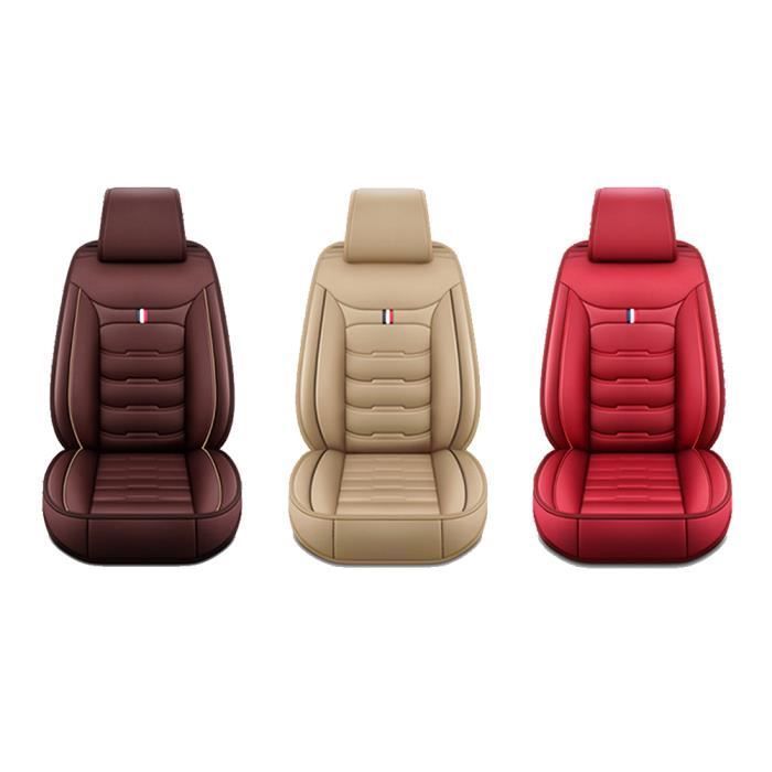 Funda para asiento de coche - MOMOTOU - Universal - Piel sintética - Beige - Compatible con airbag