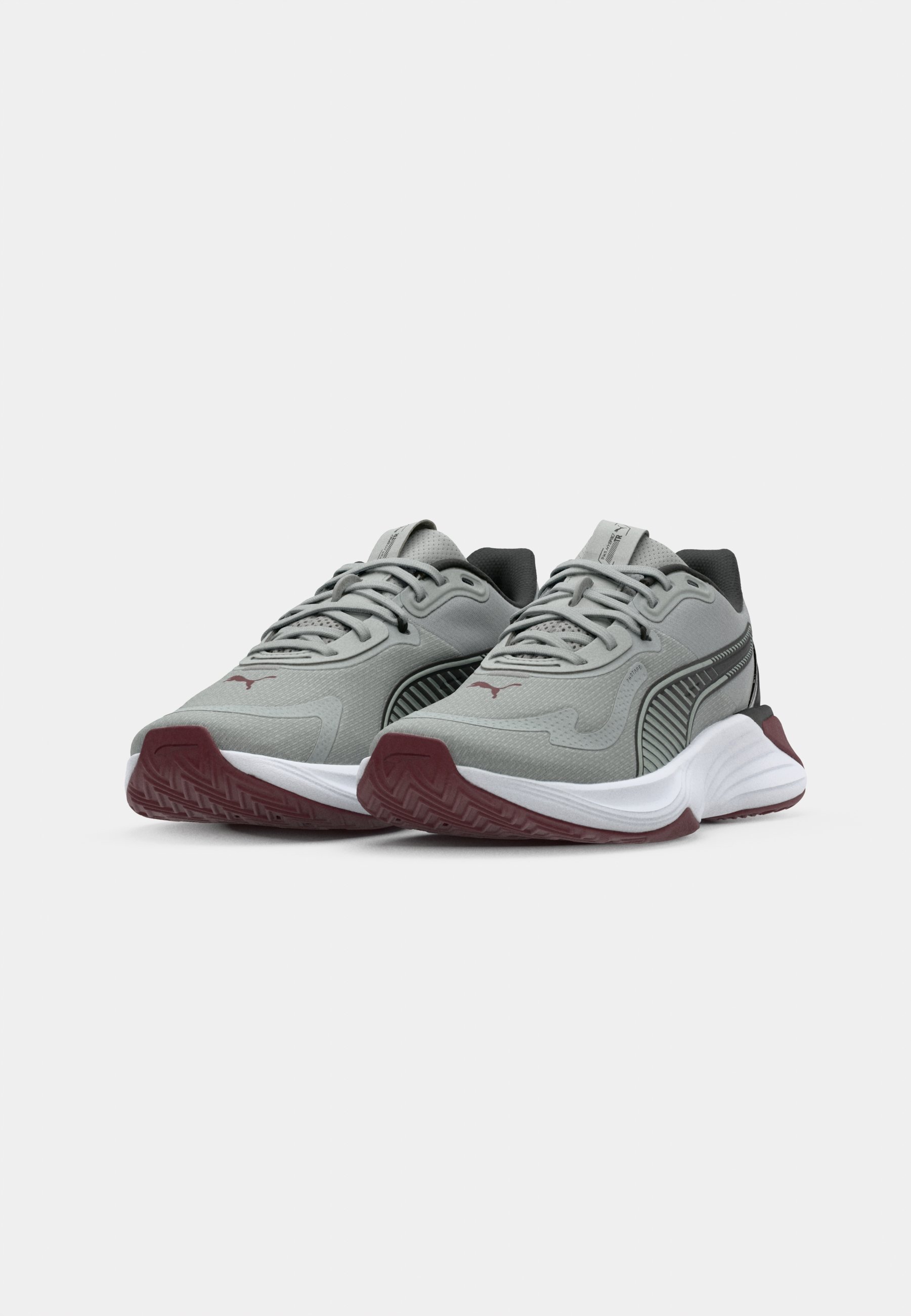Puma PWR HYBRID - Scarpa da allenamento - grigio eco/rubino scintillante/nero