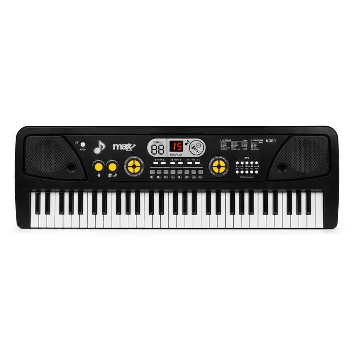 MAX KD61 Pakket - Keyboard met 61 toetsen en standaard | Elektronische piano voor beginners - Zwart