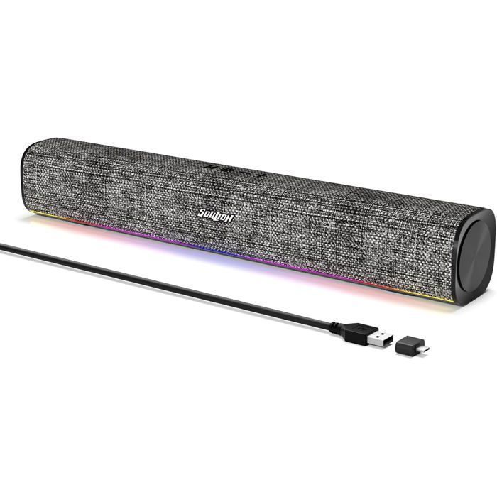 SOULION R100 Altoparlanti per PC, soundbar Bluetooth con LED per computer, alimentazione tramite USB (adattatore USB-C incluso)