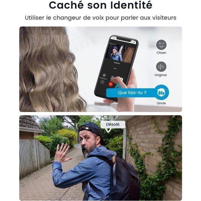 ieGeek 2K Sonnette sans Fil avec Camera  WiFi avec Support d'angle De Sonnette Réglable,  Sonnette Vidéo, PIR, Changeur De Voix