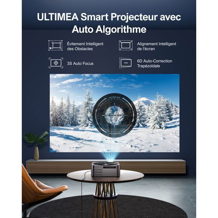 ULTIMEA Vidéoprojecteur Auto Focus/Keystone, Rétroprojecteur 4K Supporté, Home Cinéma 700ANSI 21000Lux, Apollo p40