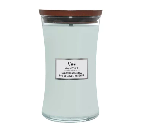 Woodwick Large Jar Candle świeca zapachowa Sagewood & Seagrass 610g