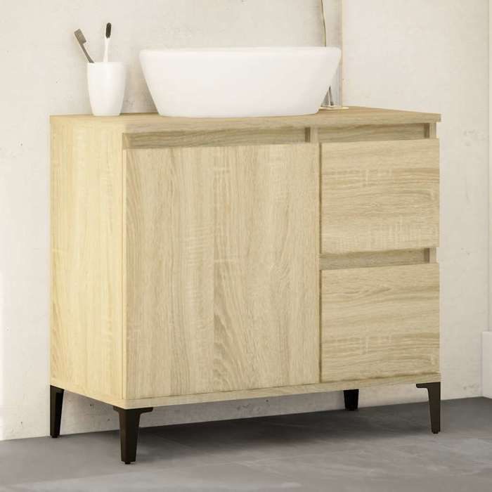 Goede kwaliteit - Opbergkast voor badkamer en toilet - BONNIE - Sonoma eikenhout 65x33x60cm DECO M7062105