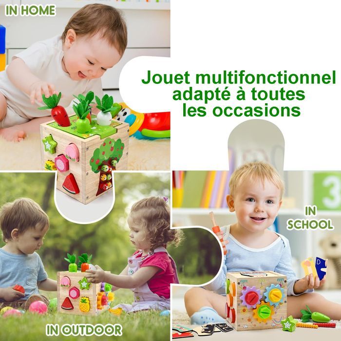 Cubo de actividades 5 en 1 para bebés: juguetes de actividad y desarrollo, 49 piezas. Juguete para niñas de 18 meses en adelante. Regalo Montessori para niñas y niños de 1 año.