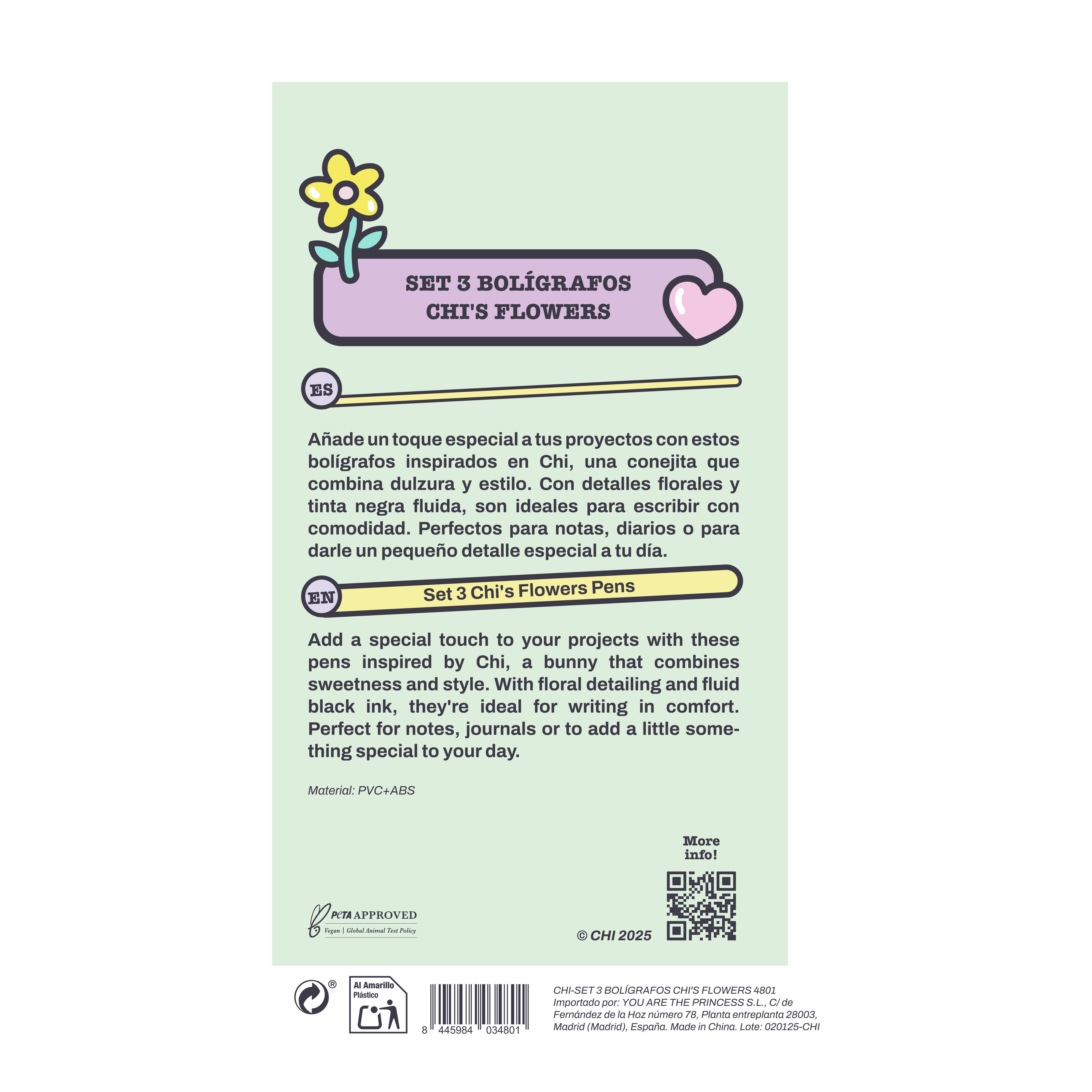 Сет од 3 оловке са цвећем Chi's Flowers Канцеларијски прибор