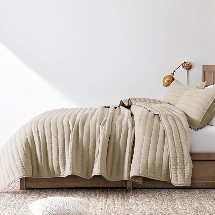 Colcha acolchada para 2 personas 300x270 cm - Beige - Certificación Oeko-TEX