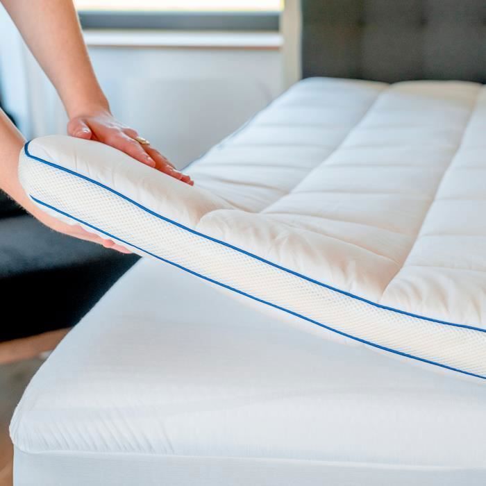 Cubrecolchón suave de 180x200 cm - Calidad hotelera - Fabricado en Francia - 7 cm de grosor - BDREAMS