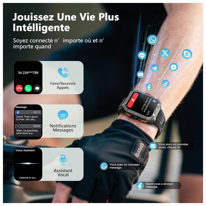 Blackview W80pro Montre Connectée, Navigation à GPS, ChatGPT, 900 mAh, 1.91”, Appel Bluetooth, Analyse Santé, pour Android/iOS, Vert