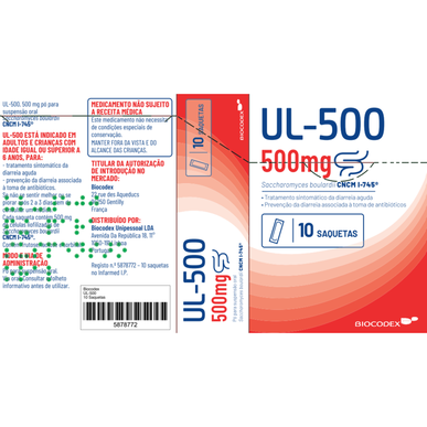 UL 250 UL-500 500mg CNCM I-745 Symptomatic Treatment Acute Diarrhea 10 sachets 10 sachets