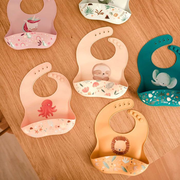 Sassi Junior - Bavoir en silicone Slurpy la pieuvre