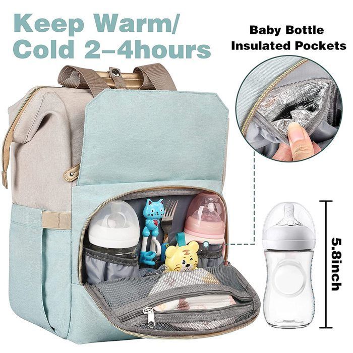 KENLUMO Sac à Dos à Langer avec Matelas à Langer pour Bébé – Sac de Voyage Grande Capacité Sac à Couches Multifonction Imperméable