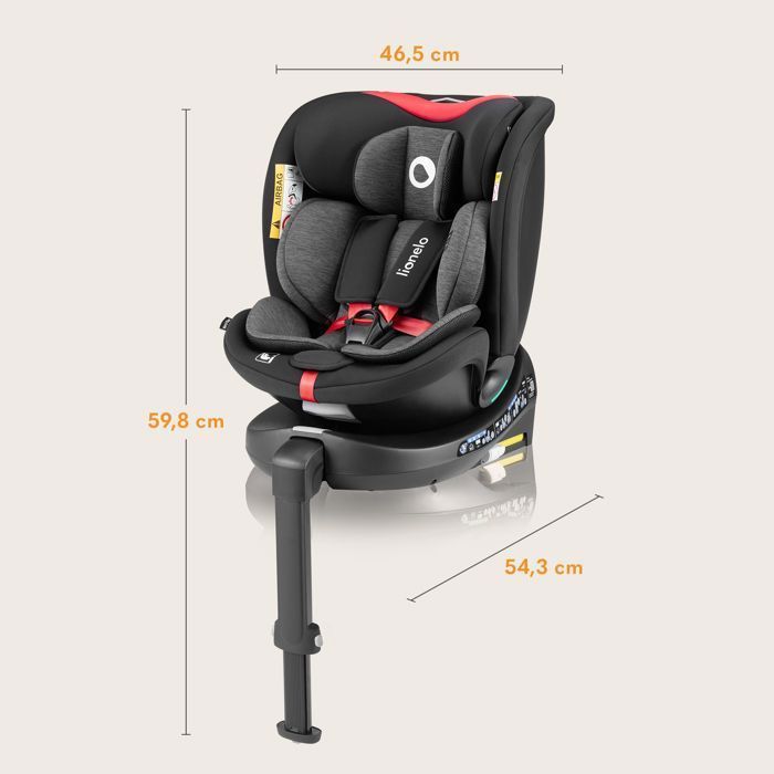 Seggiolino auto convertibile LIONELO Navy i-Size - Base girevole a 360° - 40-150 cm - ISOFIX - Gruppo 0+/1/2/3 - Rosso