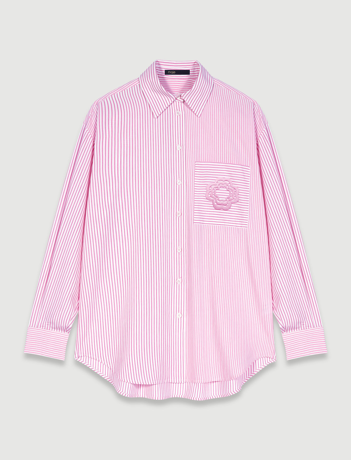 Lange gestreepte blouse - Roze