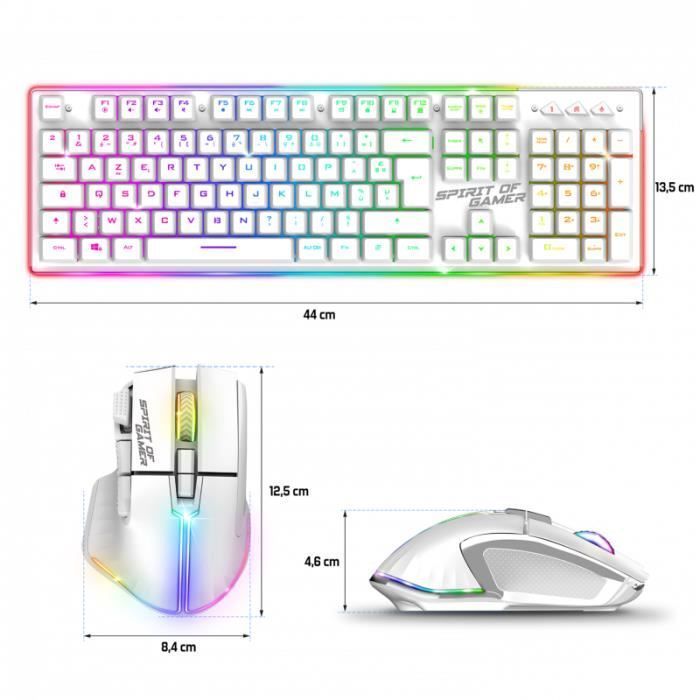 Kit Gamer - Spirit of Gamer - RGB PRO - Sem Fio - Mouse e Teclado - Branco