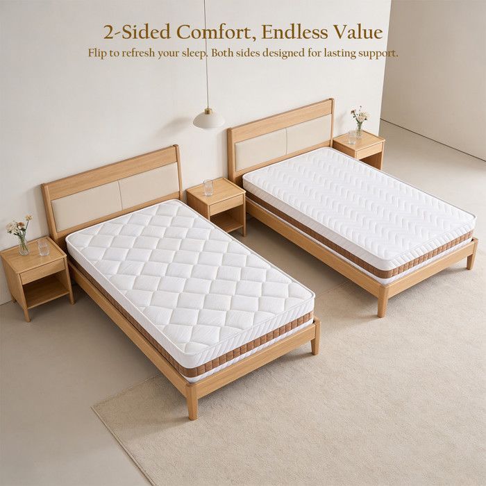 Colchón de 90x190 cm, 26 cm de grosor, doble cara, ergonómico, híbrido de espuma y muelles ensacados, certificado Oeko-TEX, ergonómico, sueño profundo.