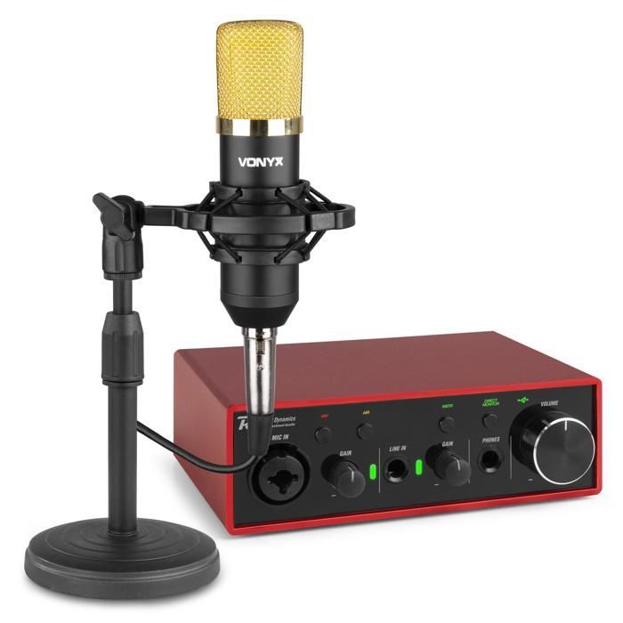 Vonyx Producer Recording Set Black - Complete Studio Kit with USB Interface + Condenser Microphone | Home Studio, Streaming & Podcast
