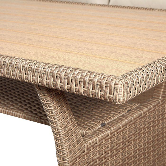 Garden furniture set - KAPAS - Steel frame and woven resin - Beige - 5 people