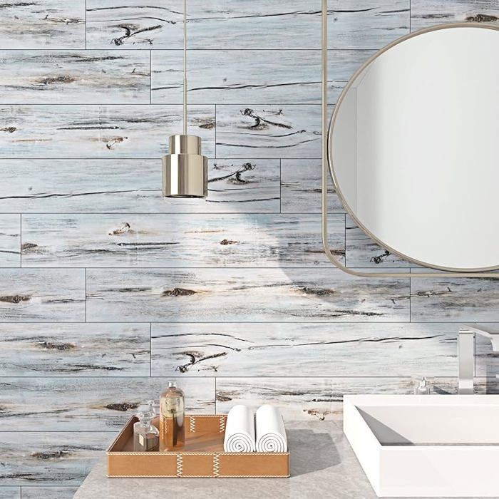 Rollo de linóleo, vinilo adhesivo, 90×15CM, PVC, suelo adhesivo, efecto madera azul, azulejos para paredes, suelo de linóleo, efecto madera azul, 5 rollos, 5 suelos de PVC