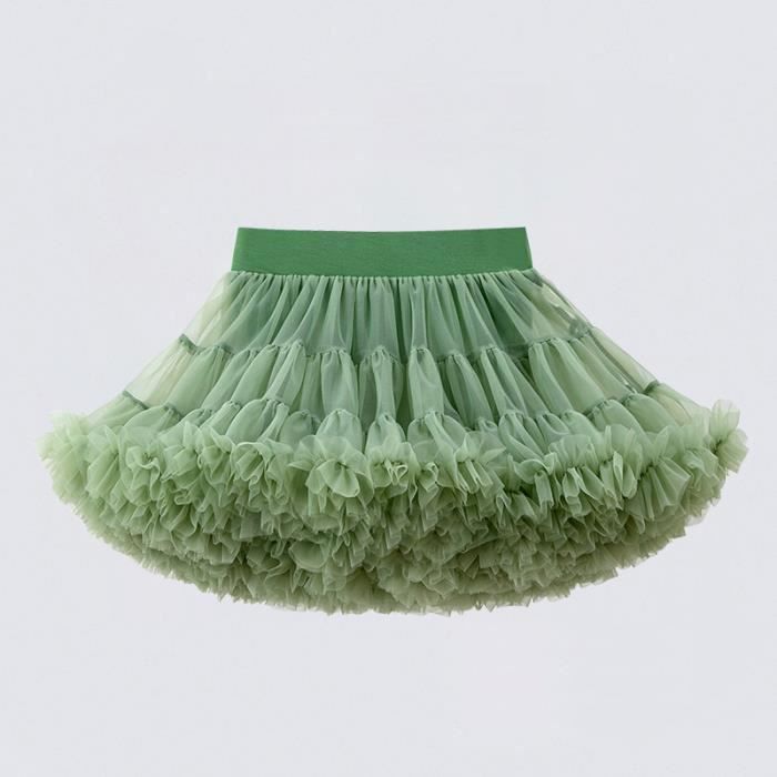 Jupe Tutu en Tulle pour Fille Tenue de Bal de Princesse pour ixde Ballet Spectacle-Vert-Vert