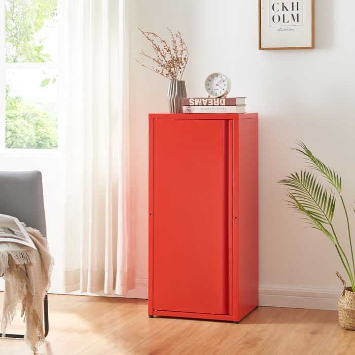 Mobiletto in metallo Burlöv, acciaio, 88 x 40 x 35 cm, rosso