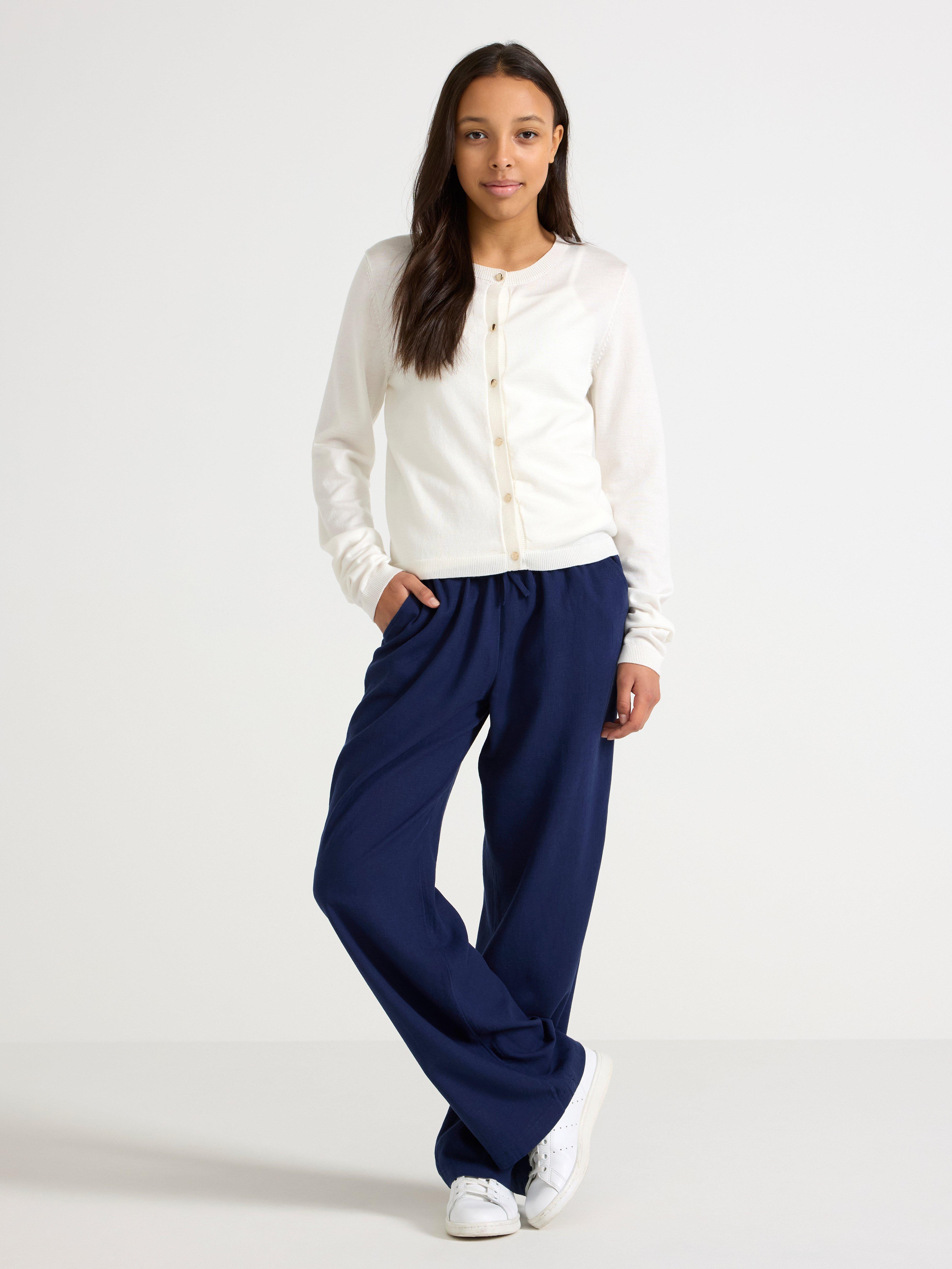 Byxor i linneblanding Dark Blue