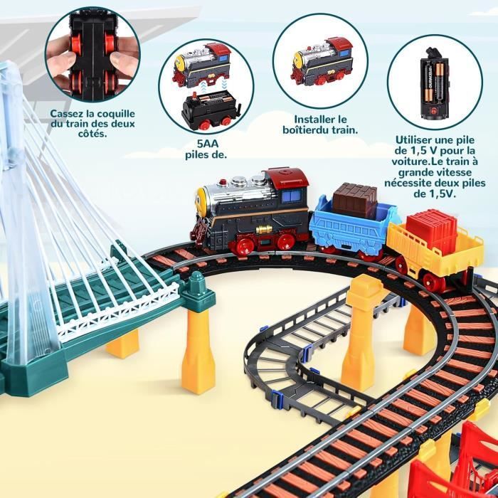 Set di trenino elettrico MARSEE da 140 pezzi con binari - Giocattolo educativo per bambini